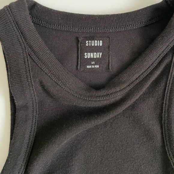 Studio Sunday Black Ribbed Muscle Tank Top Size XS - Picture 5 of 6